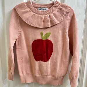 Little Stocking Co. (Girlhood) Pink Sweater with Red Apple Design NWOT
